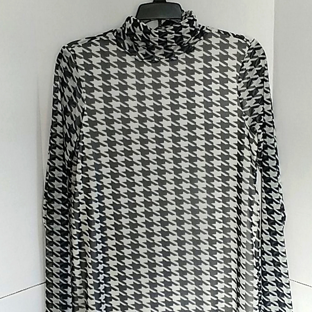 Rhino & Pelle, Black/White Mesh Dress, Sz M - Picture 3 of 12